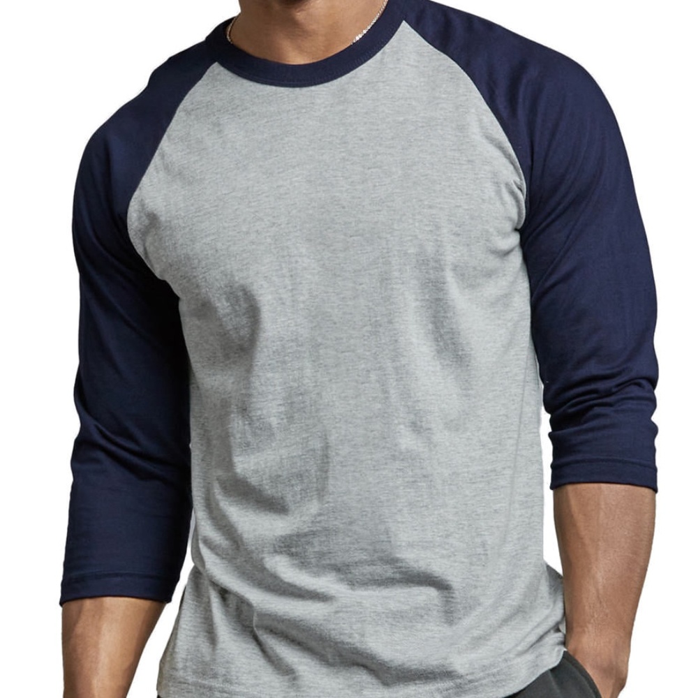 Mens Raglan  Baseball T Shirt 3/4 Sleeve TwoTone Tee Jersey Team Sport Cotton